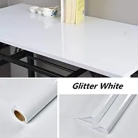 Avsar Plain White Glossy Wallpaper Peel  Stick Wallpaper Self - Adhesive Vinyl Removable Wallpaper for Kitchen Cabinet Furniture Countertop Waterproof Wallpaper (336 Plain White 60*200cm)-thumb2