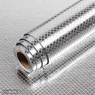 AVSAR 60X200CM Kitchen Oil-Proof Aluminum Foil Sticker Wall Desk Floor Waterproof Home Furniture Decorate Foil Style Wallpaper (2 M) Silver-thumb0