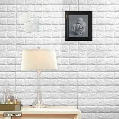 3D White Brick Wallpaper for Wall PE Foam Wall Stickers Self Adhesive DIY Wall Decor (70 x 77cm, Appx. 5.8Sq Feet)-thumb0