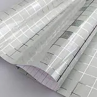 Silver mosaic checks 60cmx200cm  Wallpapaer for kitchen, Table, Bedroom. (24x80 inch)-thumb1