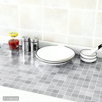 Silver mosaic checks 60cmx200cm  Wallpapaer for kitchen, Table, Bedroom. (24x80 inch)-thumb3