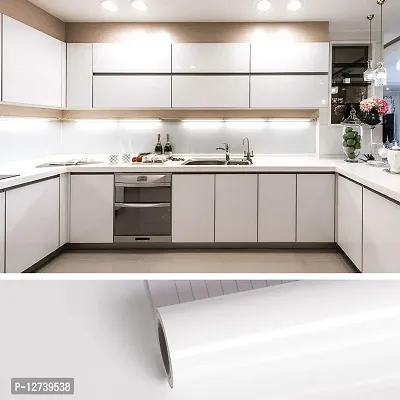 PLAIN WHITE 60X200CM Marble Wallpaper for Kitchen Sticker Sheets for Shelves Oil Proof Waterproof self Adhesive Wallpaper Cupboard Liner roll for Kitchen Platform Marble Wallpaper-thumb4