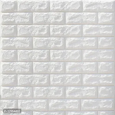 WHITE Foam Brick Wallpapers DIY Self Adhesive 3D Brick Design Wall Panels Peel and Stick Wall Tiles Waterproof Anti fouling Wallsticker for Home D&eacute;cor (77cm2.52ftX70cm2.29ft, Approx 5.8SqFt)