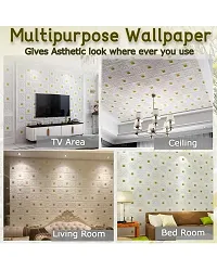 CuteWallDesigns Ceiling Wallpaper (1 Pcs) 3D Foam wallpaper Sticker Panels I Ceiling Wallpaper for Living Room Bedroom I Furniture, Door I Foam Tiles (Square Design, Gold on White Colour, 1 Pieces, 70-thumb1