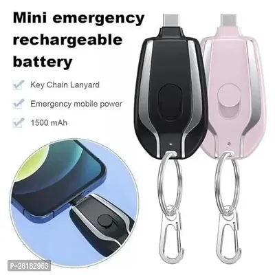 1500mAh Mini Power Emergen-cy Pod, Keychain Portable Charger for or Type-c, Ultra-Compact External Fast Charging Power Bank Battery Pack, Key Ring Cell Phone Charger C Type Pin (Pack of 1)-thumb4
