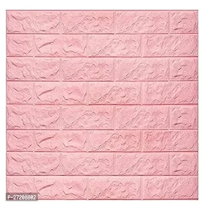 Brick Wallpaper - Self Adhesive PE Foam Brick Design 3D Wall Stickers/DIY Wallpaper for Home Hotel Living Room Bedroom  Cafeacute; (70 x 77cm, Appx. 5.8Sq Feet) (Pink)-Pack of 1