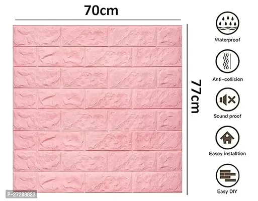 Brick Wallpaper - Self Adhesive PE Foam Brick Design 3D Wall Stickers/DIY Wallpaper for Home Hotel Living Room Bedroom  Cafeacute; (70 x 77cm, Appx. 5.8Sq Feet) (Pink)-Pack of 1