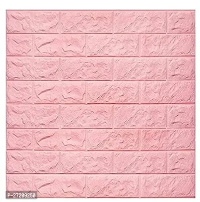 Brick Wallpaper - Self Adhesive PE Foam Brick Design 3D Wall Stickers/DIY Wallpaper for Home Hotel Living Room Bedroom  Cafeacute; (70 x 77cm, Appx. 5.8Sq Feet) (Pink)-Pack of 1