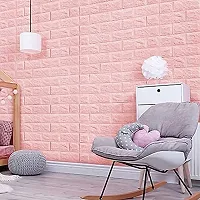 PE Foam Brick Design DIY Wallpaper Self Adhesive 3D Brick Wallpaper for Wall Bathroom Living Room Bedroom, (70 x 77cm, App. 5.8Sq Feet), Pink-thumb2