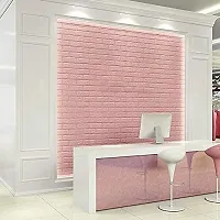 PE Foam Brick Design DIY Wallpaper Self Adhesive 3D Brick Wallpaper for Wall Bathroom Living Room Bedroom, (70 x 77cm, App. 5.8Sq Feet), Pink-thumb3