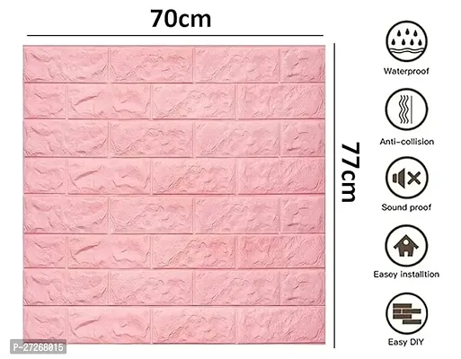 3D Pink Foam Sheet || 70 X 77 CM || PE Foam Wall Stickers Self Adhesive DIY Foam Wallpaper for Home - Bedroom - Living Room Walls - Kitchen - Hall - Office Walls-thumb0