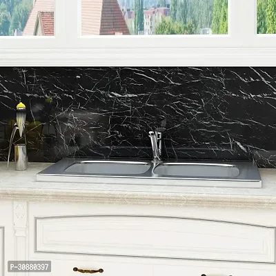 Black Marble Wallpaper Peel and Stick Waterproof Wallpaper for Home Kitchen Countertop Cabinet Furniture Oil Proof Kitchen Stickers - Black Marble-thumb4