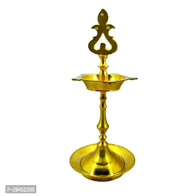 Subhekshana MetalsCrafts Brass Metal Kumbakonam special Brass Oil Lamp  (9.0 Inchs Height  Set of 1 ) Brass Metal oil Lamp. Diya. Brass Lamps for Pooja Room.-thumb0