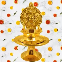 Kamakshi Astalaxmi oil lamp with Stand for Pooja. Astalaxmi Devi Maa Oil Lamp with stool. Diya with stand for gift return  Chowki .(12.5 Cm Height  Diya)-thumb2