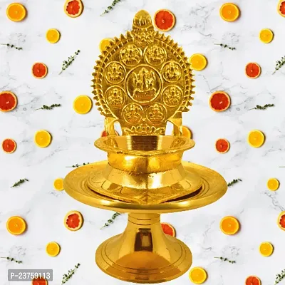 Kamakshi Astalaxmi oil lamp with Stand for Pooja. Astalaxmi Devi Maa Oil Lamp with stool. Diya with stand for gift return  Chowki .(12.5 Cm Height  Diya)-thumb3