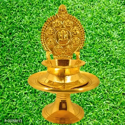 Kamakshi Astalaxmi oil lamp with Stand for Pooja. Astalaxmi Devi Maa Oil Lamp with stool. Diya with stand for gift return  Chowki .(12.5 Cm Height  Diya)-thumb5