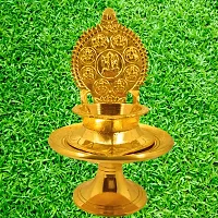 Kamakshi Astalaxmi oil lamp with Stand for Pooja. Astalaxmi Devi Maa Oil Lamp with stool. Diya with stand for gift return  Chowki .(12.5 Cm Height  Diya)-thumb2