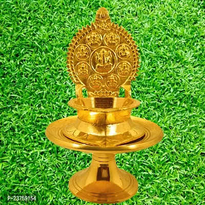 Kamakshi Astalaxmi oil lamp with Stand for Pooja. Astalaxmi Devi Maa Oil Lamp with stool. Diya with stand for gift return  Chowki .(12.5 Cm Height  Diya)-thumb3