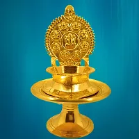 Kamakshi Astalaxmi oil lamp with Stand for Pooja. Astalaxmi Devi Maa Oil Lamp with stool. Diya with stand for gift return  Chowki .(12.5 Cm Height  Diya)-thumb1