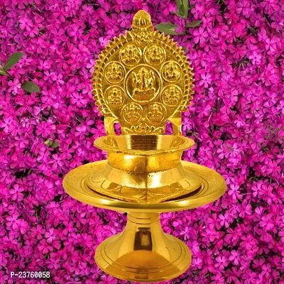 Subhekshana Astalaxmi oil lamp with Stand for Pooja. Astalaxmi Devi Maa Oil Lamp with stool. Diya with stand for gift return  Chowki .(12.5 Cm Height  Diya)-thumb4