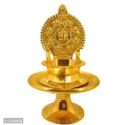 Subhekshana Astalaxmi oil lamp with Stand for Pooja. Astalaxmi Devi Maa Oil Lamp with stool. Diya with stand for gift return  Chowki .(12.5 Cm Height  Diya)-thumb0