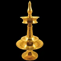 Subhekshana Brass  Kerala Fancy Oil Lamp (6.5 Inchs Height  )with stand (2.5 Inchs Height).Brass Metal oil Lamp with chowki.-thumb3