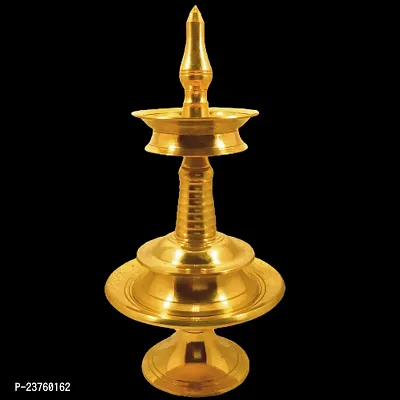 Subhekshana Brass  Kerala Fancy Oil Lamp (6.5 Inchs Height  )with stand (2.5 Inchs Height).Brass Metal oil Lamp with chowki.-thumb4