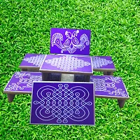 Subhekshana Wooden Puja Chowki | Traditional  Durable Perfect Decor for Festivals II Decorative Items for Home (12.5X12.5X8 Cm)( (Pack of 7)-thumb4