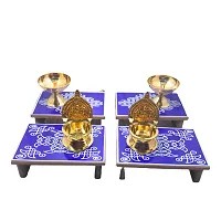 Subhekshana Wooden Puja Chowki | Traditional  Durable Perfect Decor for Festivals II Decorative Items for Home (12.5X12.5X8 Cm)( (Pack of 7)-thumb2