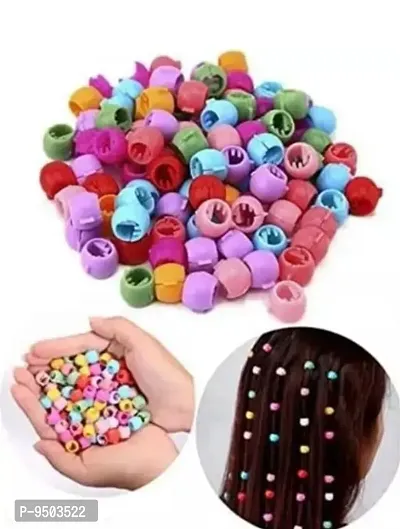 The Mart multicoloured 100 PSC unbreakable mini claw hair clips rainbow mini hair clips tini plastic hair claws hair braids maker beads hair accessories for women and girls-thumb0