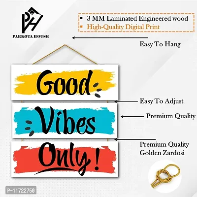 Parkota House Good Vibes Only Wall Hanger For Bedroom / Living Room / Office / Home Decor-Set 3-thumb2