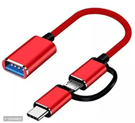 Durable On CC-13 2 in 1 Type C Micro USB 3.0 Interface Female OTG Adapter Cable, Red