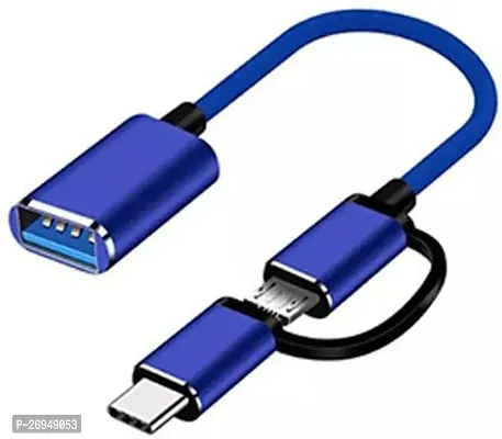 Durable On CC-13 2 in 1 Type C Micro USB 3.0 Interface Female OTG Adapter Cable, Blue