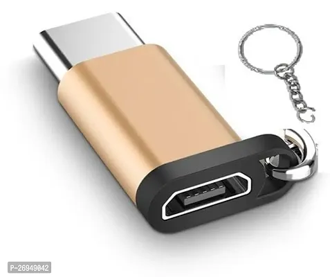 Durable ON CC-14 Metal Micro USB V8 to USB3.1 Type-C Adaptor USB C 3.1 Converter with Key Chain, Golden