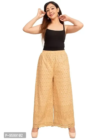 BHARTI CREATIONS Women's Palazzo Western Casual Pants (BCPalazzo Beige XL)