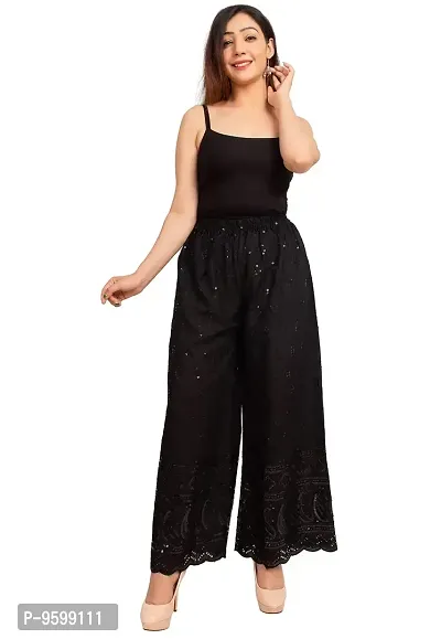 BHARTI CREATIONS Women's Palazzo Western Casual Pants (BCPalazzo Black XL)