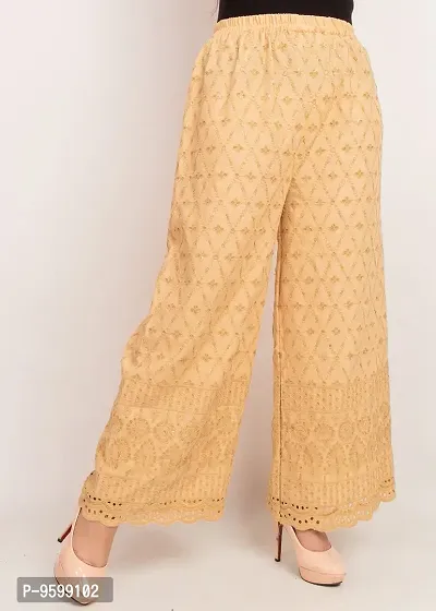 BHARTI CREATIONS Women's Palazzo Western Casual Pants (BCPalazzo Beige XL)-thumb3