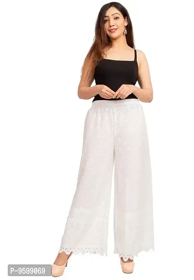 BHARTI CREATIONS Women's Palazzo Western Casual Pants (BCPalazzo White XL)-thumb0