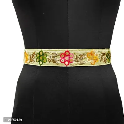 Brahmani Enterprise embroiderys saree Kamarband Belly Waist Hip Belt stretchable for wedding (SJ-2W-Pista)-thumb0