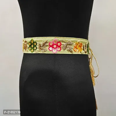 Brahmani Enterprise embroiderys saree Kamarband Belly Waist Hip Belt stretchable for wedding (SJ-2W-Pista)-thumb2
