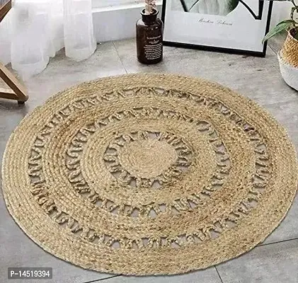 Designer Brown Jute Cotton Textured Door Mats Stylish Contemporary Carpets For Home-thumb0