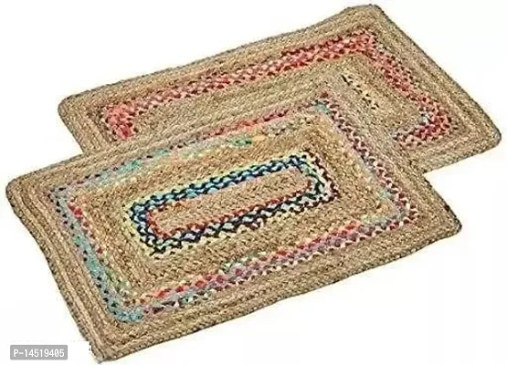 Designer Brown Jute Cotton Textured Door Mats Stylish Contemporary Carpets For Home