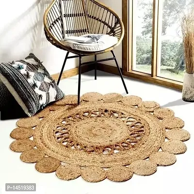 Designer Brown Jute Cotton Textured Door Mats Stylish Contemporary Carpets For Home