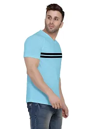 COTTON High Density Men's Cotton Striped Regular Fit V Neck Half Sleeve Casual T-Shirt for Daily use-thumb2