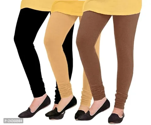 Milkyway Trends Pack of 3 Winter Wear Woolen/Thermal Leggings for Women  Girls ( Color:: Black, Beige  Brown )-thumb0