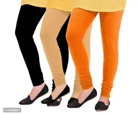 Milkyway Trends Pack of 3 Winter Wear Woolen/Thermal Leggings for Women  Girls ( Color:: Black, Beige  Orange )