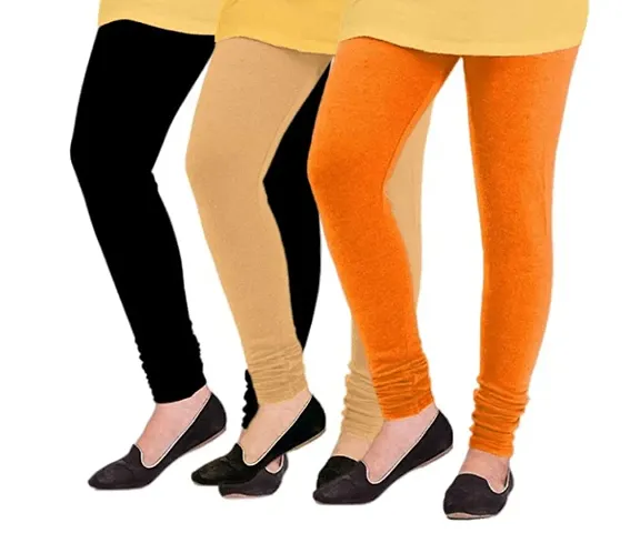 Elegant Woolen Solid Leggings For Women And Girls- Pack Of 3