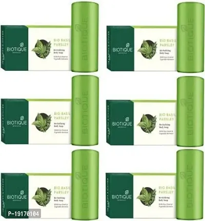 Biotique Basil And Parsley Revitalizing Body Soap, 150g (Pack of 6)