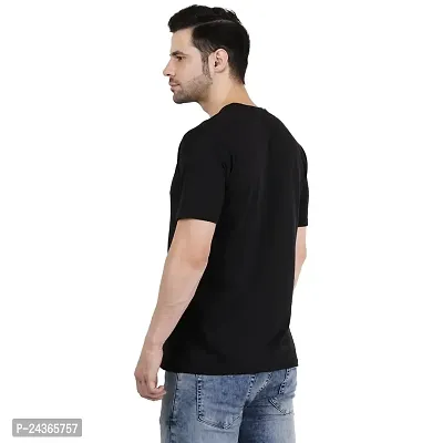 Men's Round Neck Cotton Blend Half Sleeve T-Shirts Black Printed-thumb5