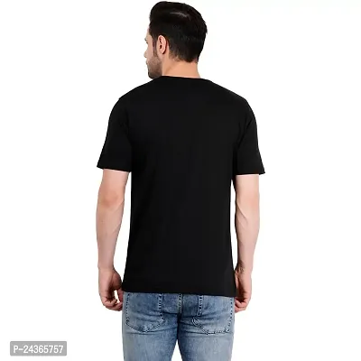 Men's Round Neck Cotton Blend Half Sleeve T-Shirts Black Printed-thumb4